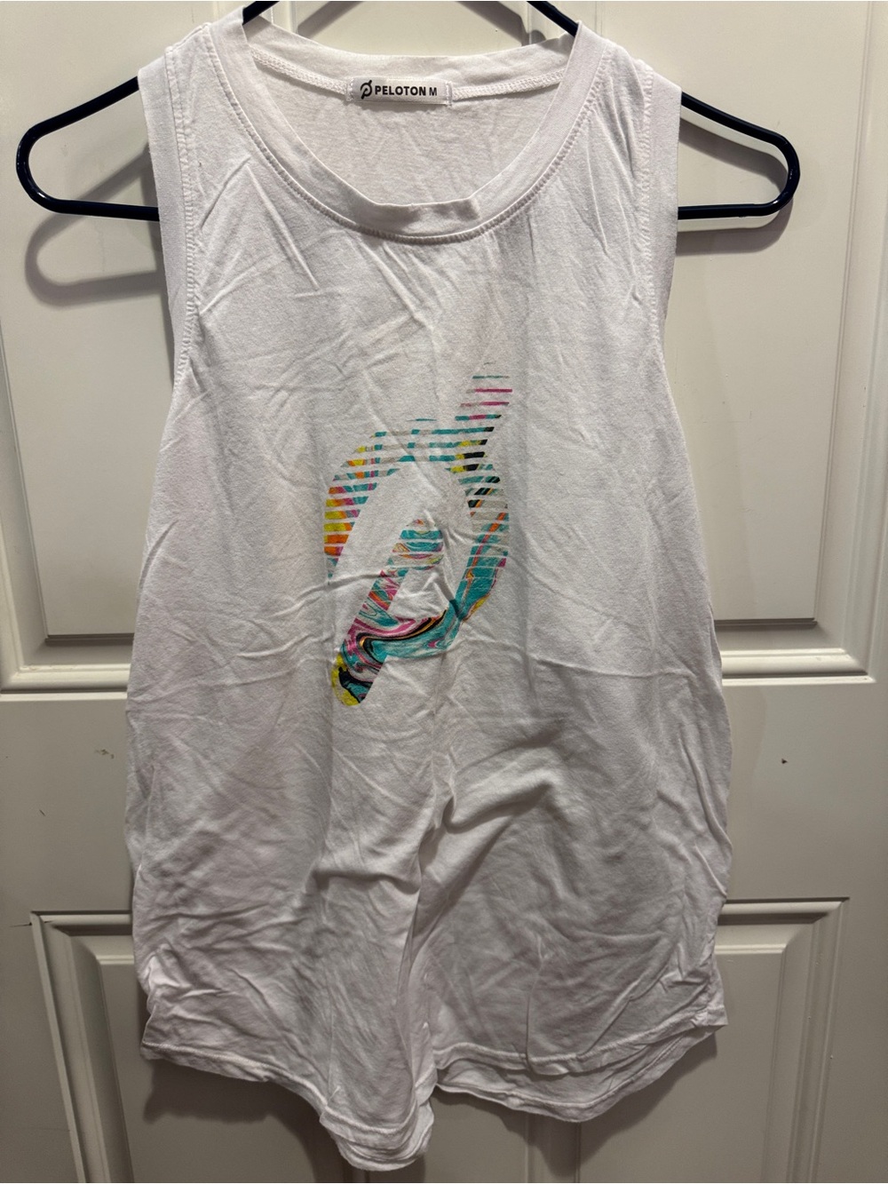 Peloton White Essential Muscle Tank Top Tencel Lyocell Cotton Blend Size M
